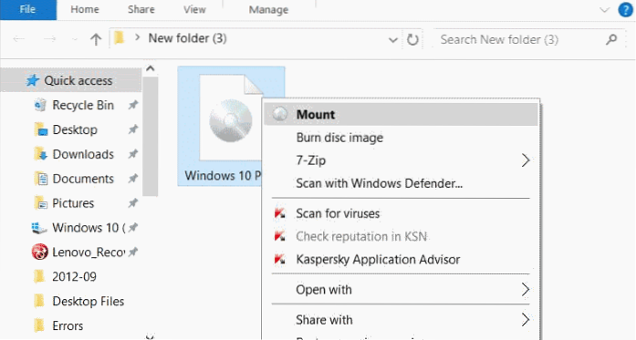 option de montage iso manquante windows 7