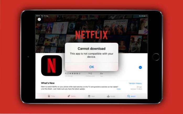 netflix não baixa no ipad