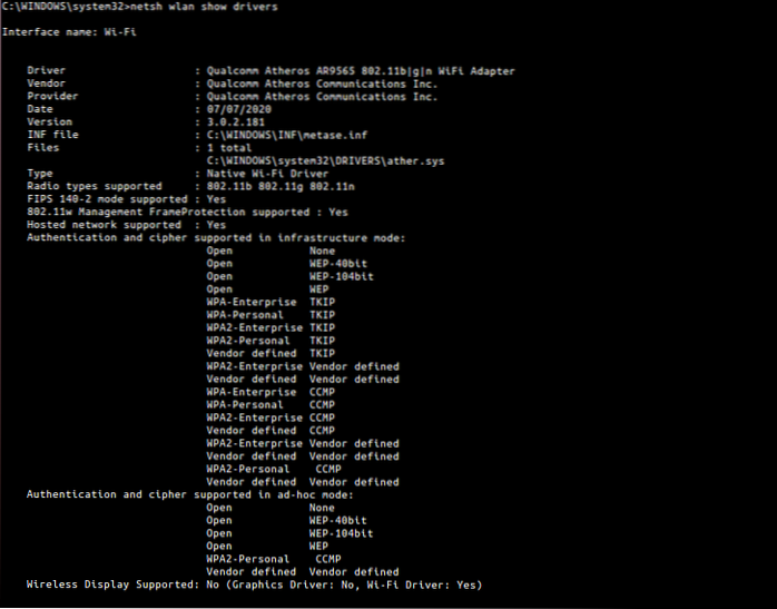 netsh wlan kommandon windows 10