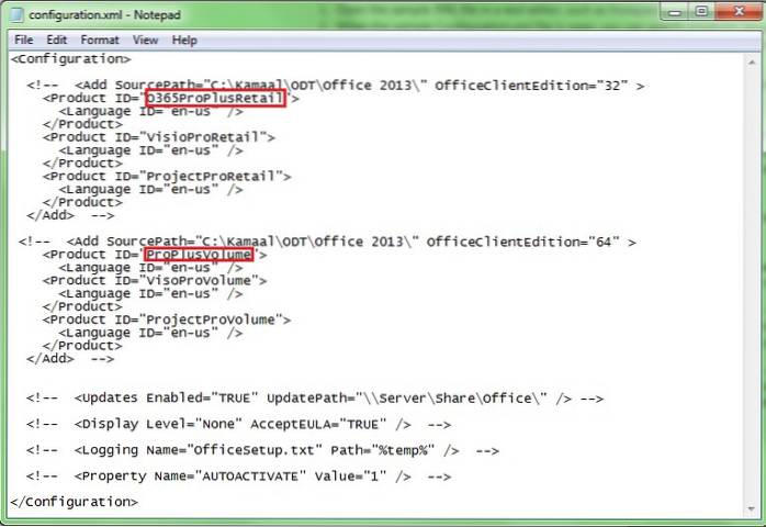 office 2013 config xml