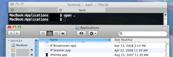 open folder from terminal
