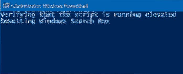 Comando do PowerShell para corrigir a pesquisa do Windows