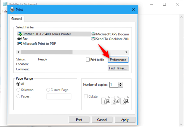 preferencias de impresión windows 10