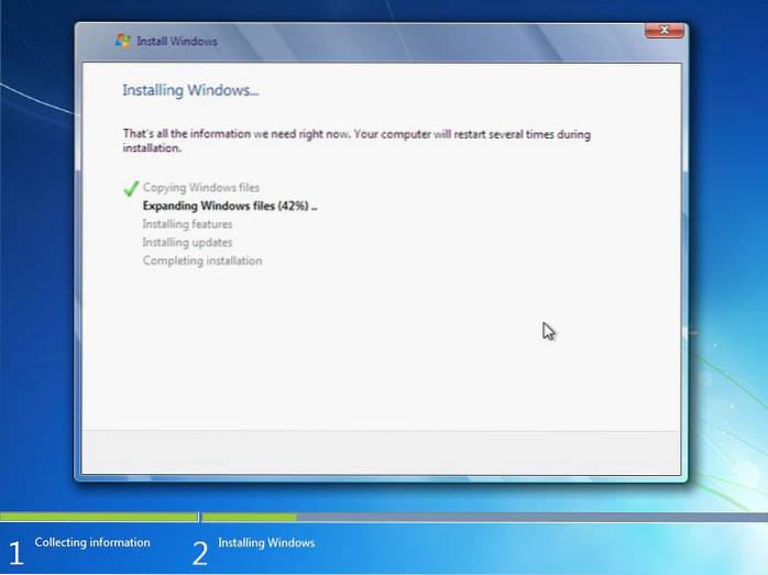 procedimiento en la instalación de windows 7
