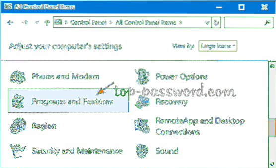 program och funktioner windows 10