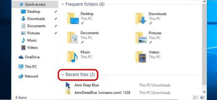 nylige filer windows 10