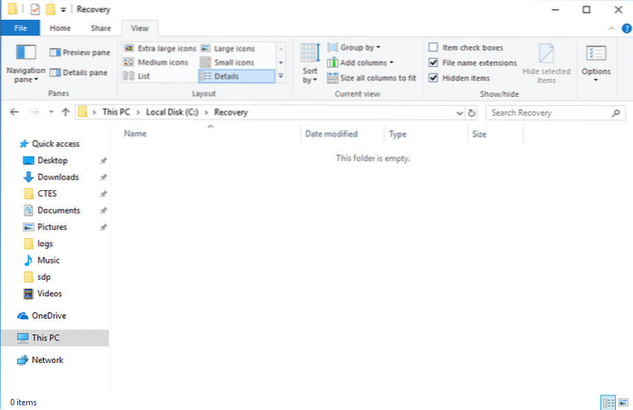gendannelsesmappe windows 10