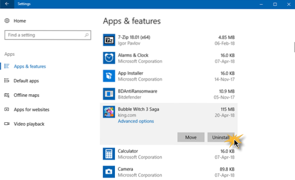 remove games from windows 10