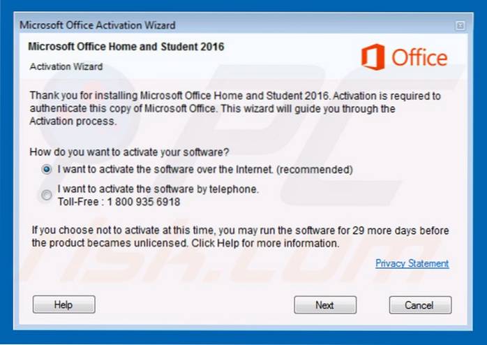 odebrat vyskakovací okno aktivace Office 2010