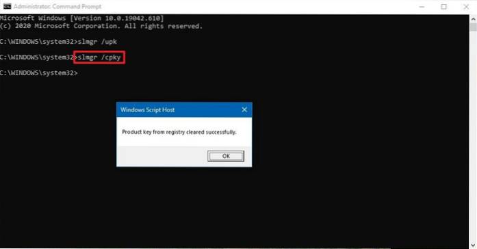 eliminar la licencia de Windows 10 de la computadora