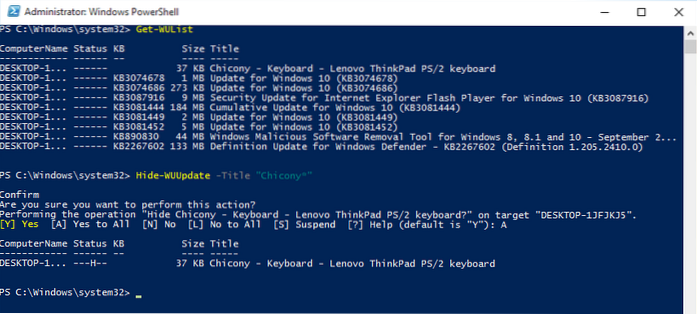 quitar-windows actualizar powershell