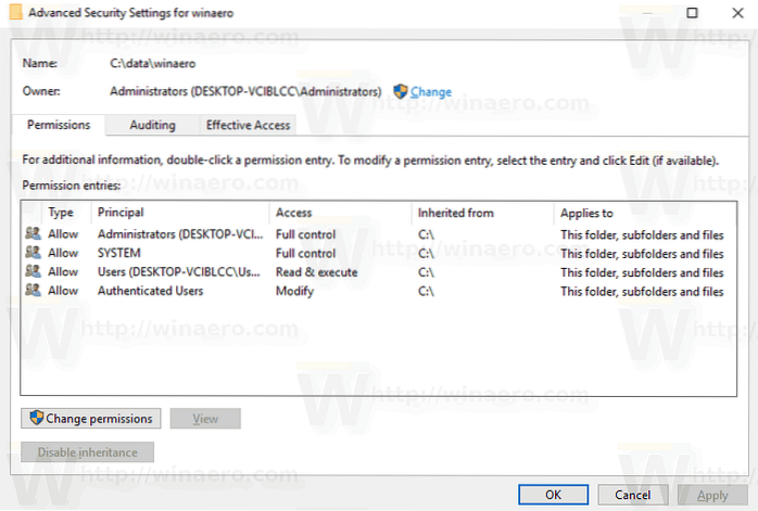 Standardberechtigungen wiederherstellen Windows 10
