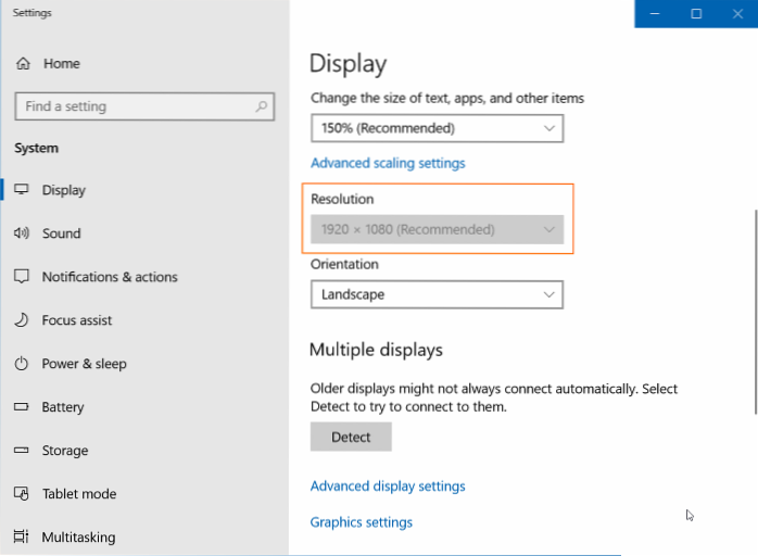 screen resolution windows 10