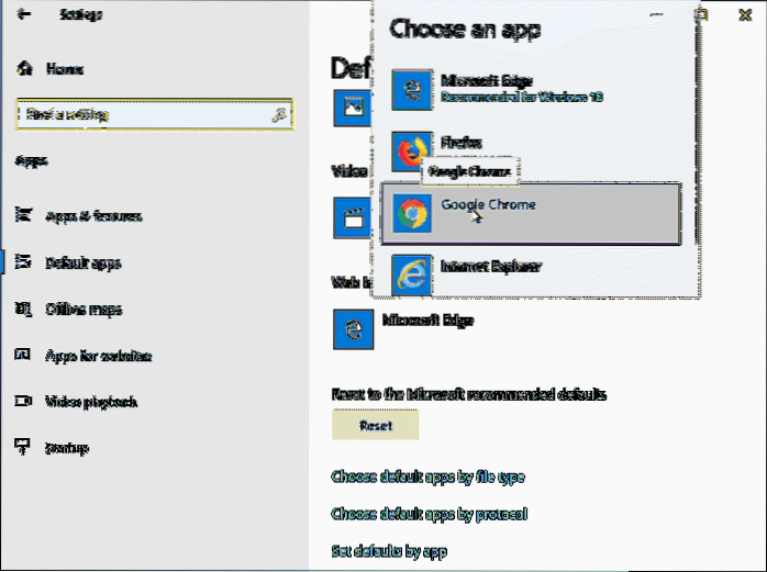 set chrome as default browser windows 10
