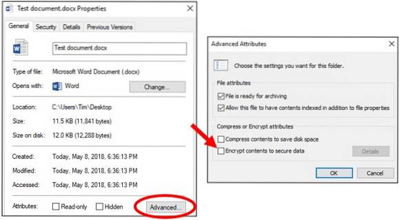 définir le mot de passe sur le dossier Windows 10