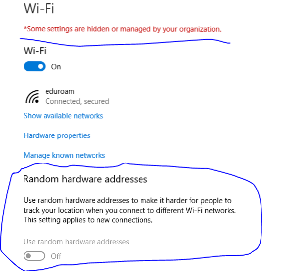 certains de ces paramètres sont masqués ou gérés par votre organisation