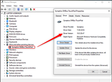 software sinaptic touchpad windows 10