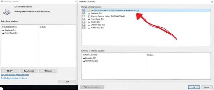the windows search service is starting up and attempting to remove the old search index