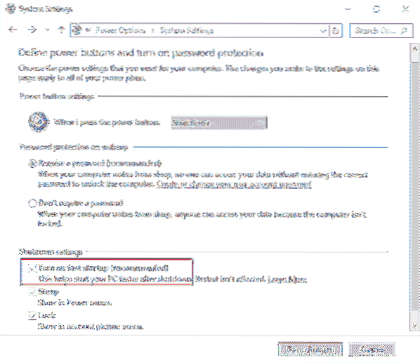 slå på hurtigstart mangler windows 10