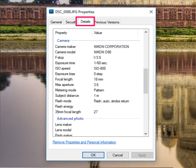 view exif data