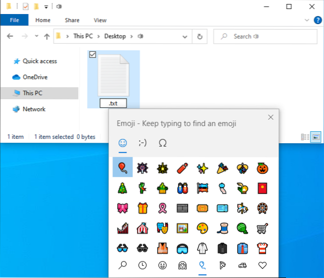 where are emojis stored in windows 10