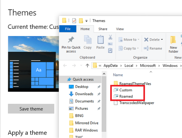 var lagras teman i Windows 10