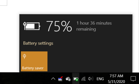 windows 10 2004 batterisparer fungerer ikke