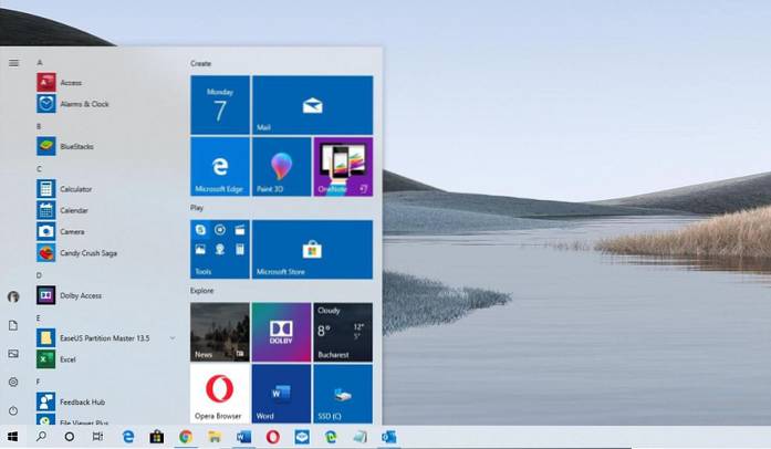 nabídka Start systému Windows 10 20h2 nefunguje