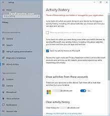 historie aktivity systému Windows 10 zakázána