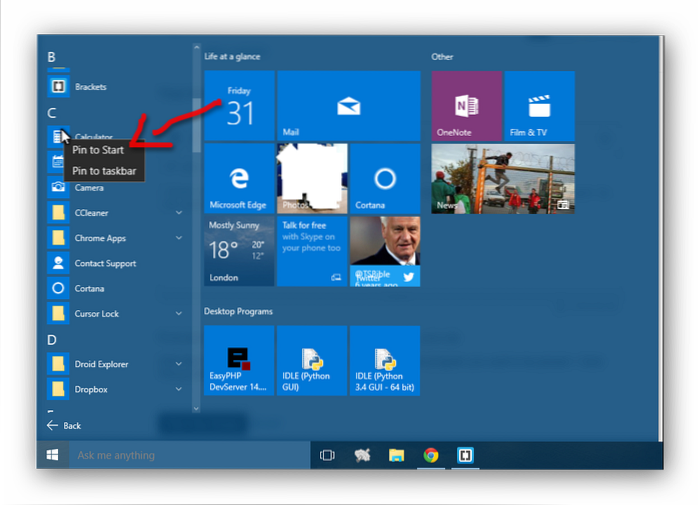 Windows 10 ajoute exe au menu de démarrage