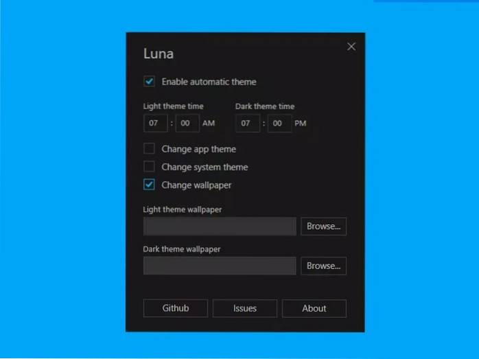 mudança automática de tema do windows 10
