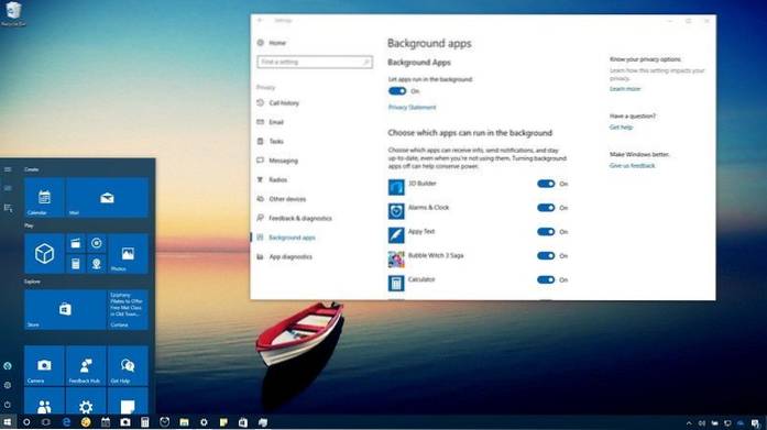 aplikace na pozadí Windows 10