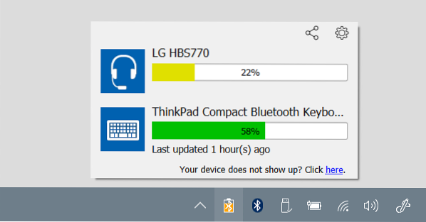 barre des tâches de niveau de batterie bluetooth windows 10 | Naneedigital