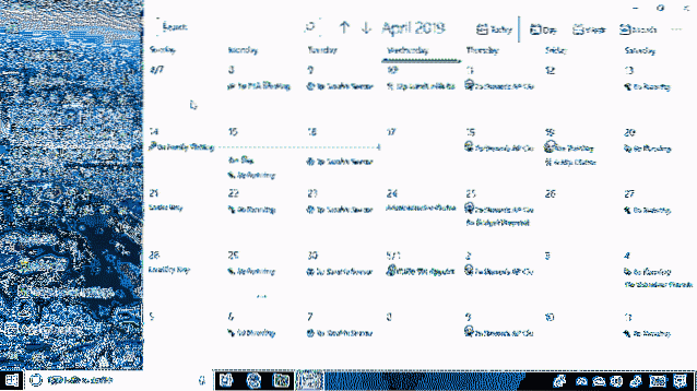 calendário do windows 10