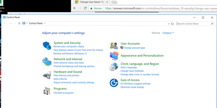 Windows 10 kann den Kontonamen nicht ändern