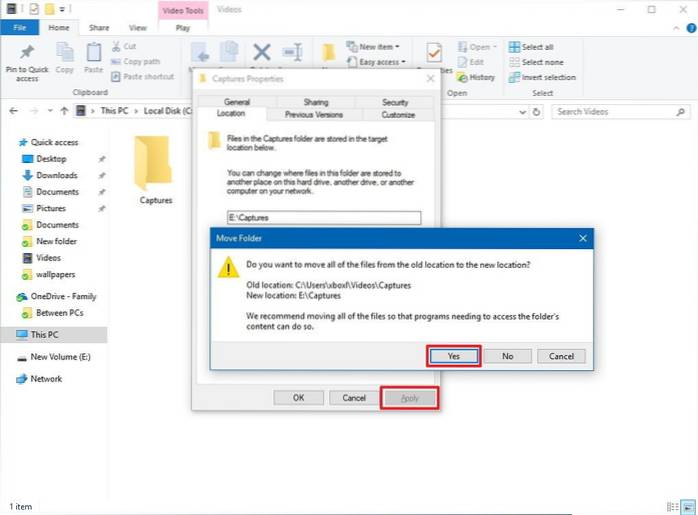 carpeta de captura de cambio de windows 10