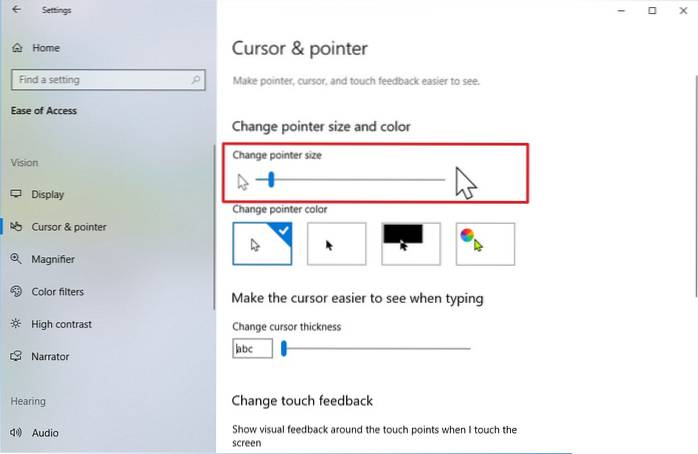 Windows 10 ändert die Cursorgröße