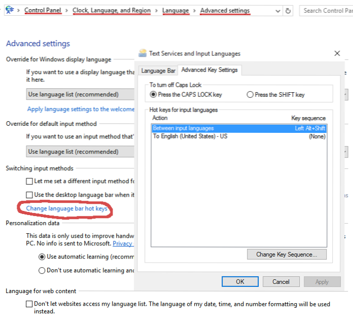 windows 10 change language hotkey