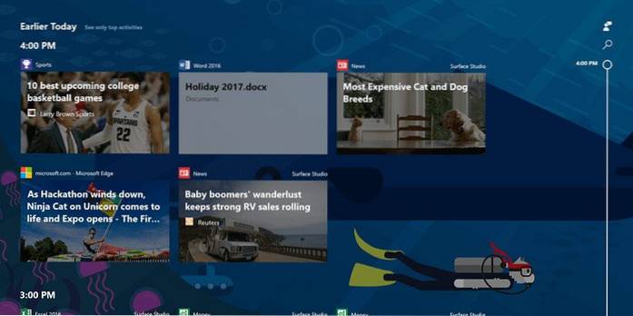 przejrzysta oś czasu systemu Windows 10