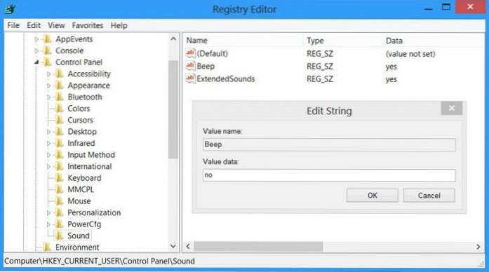 windows 10 disable beep sound