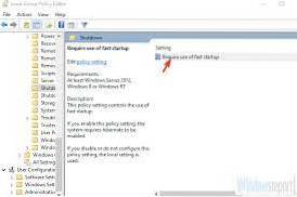 Windows 10 deaktiver gruppepolicy for hurtig oppstart