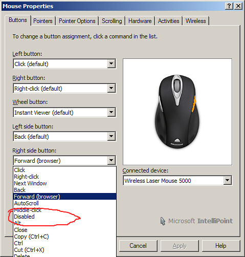 Windows 10 deaktiver museknappene