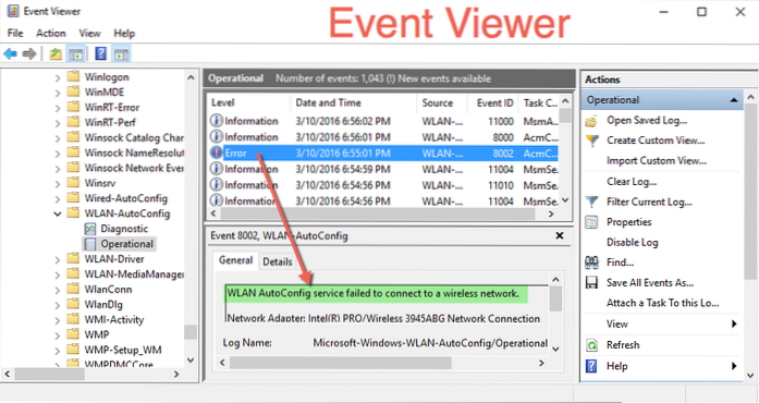 connexion wifi du journal des événements windows 10