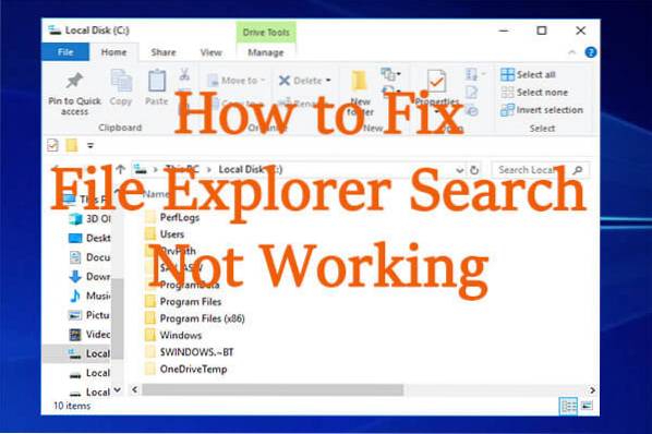 Windows 10-Dateisuche funktioniert nicht