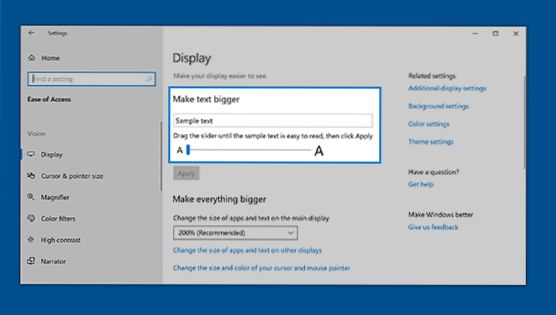 Windows 10 teckenstorlek