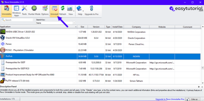 Windows 10 forțează programul de dezinstalare