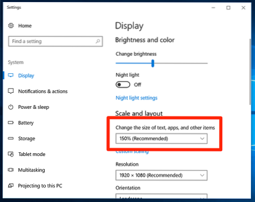 windows 10 ikonstørrelse