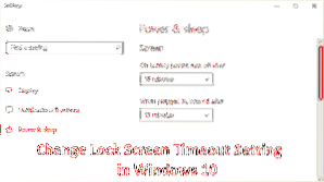 expirarea ecranului de blocare Windows 10
