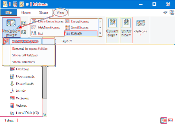 windows 10 navigation pane missing