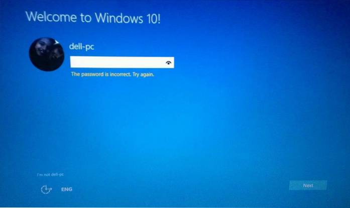 parola Windows 10 în loc de pin